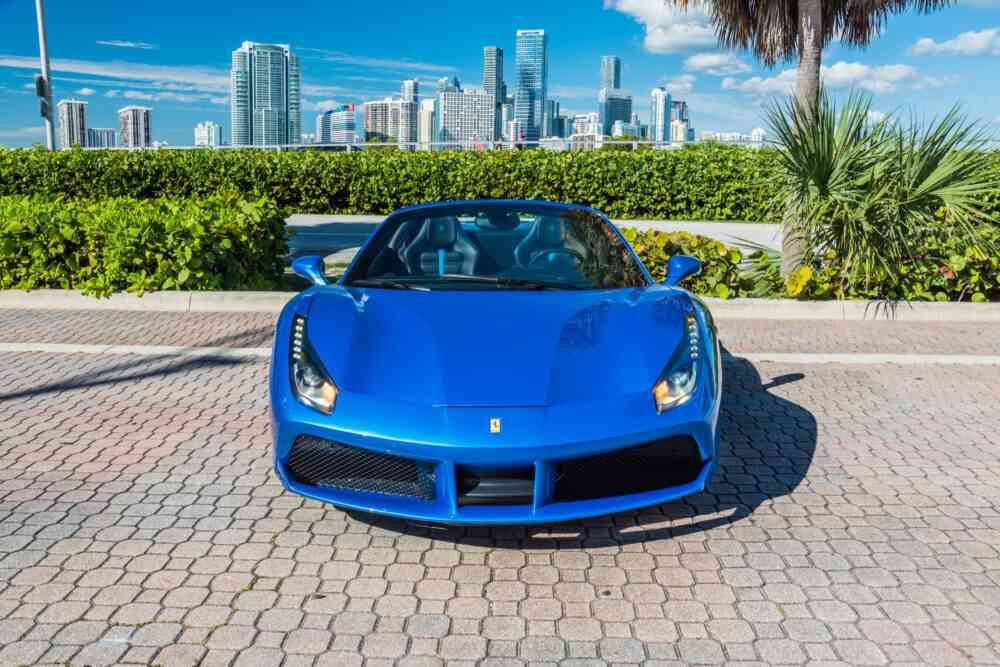 Rent A Ferrari 488 Spyder Blue - BluStreet Miami Exotic Car Rentals